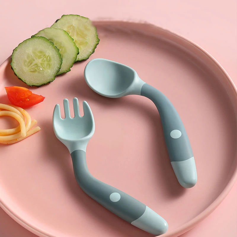 Bendable Silicone Spoon for Baby Utensils Set Auxiliary Food Toddler Learn To Eat Training Soft Fork Infant Children Tableware