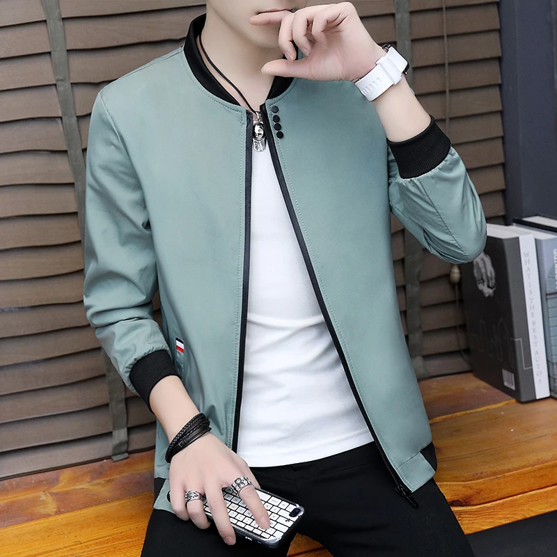 

Spring and Autumn Clothing New Men's Baseball Collar Jacket Korean Version Slim Fashion Flight Suit Thin Outer Coat for Men