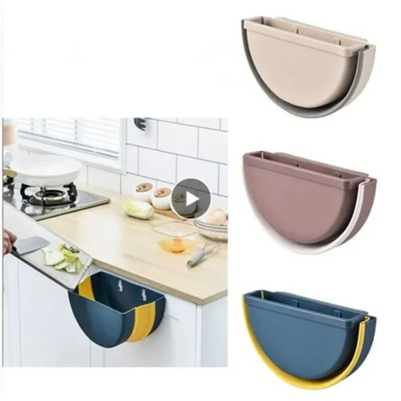 

New Hanging Foldable Trash Can Kitchen Household Wall Mounted Storage Bins Office Wastebaskets Truck-mounted Trash Cans