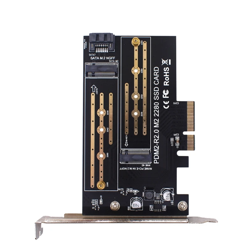 

1 шт. PCIE переходная Плата Dual M.2 NVME к Pcie 4X M2 SSD адаптер 2230-2280 жестких дисков