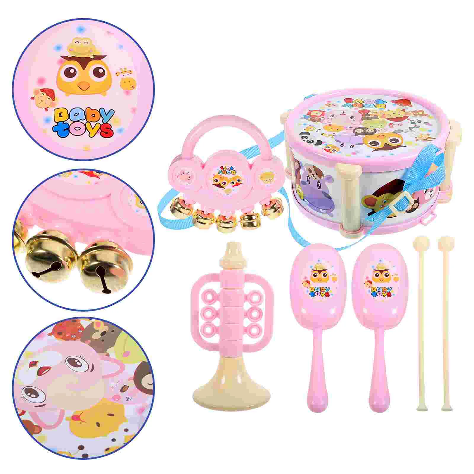 

1 Set of Beat Drums Toy Creative Kid Musical Instruments Toy for Baby Kid Child (Pink)