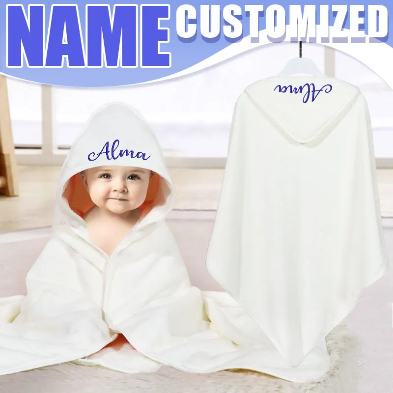 Kids Bath Towel Personalized Name Kids Bath Towel Cartoon Animal Soft Newborn Hooded Towel Absorbent Infant with Cap Baby Shower Gifts