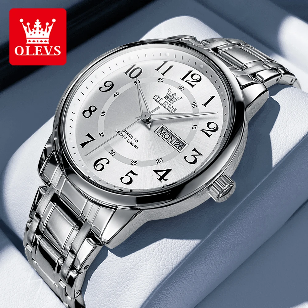 أوليفس-ساعة يد رجالية مقاومة للماء من الفولاذ المق...