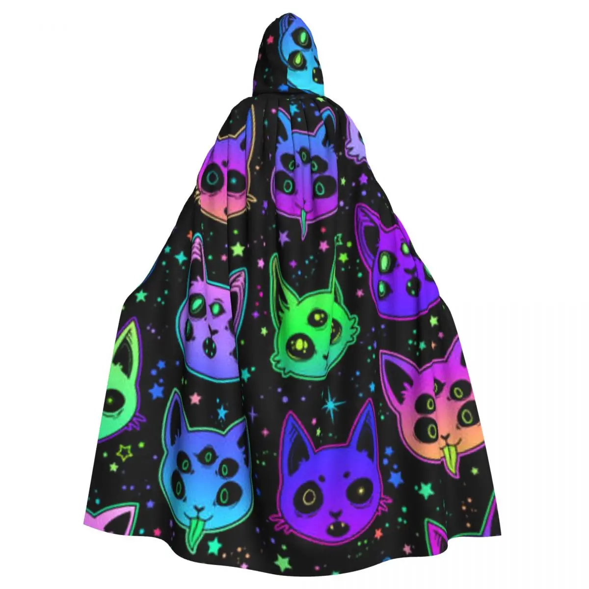 

Неоновая накидка с капюшоном в виде кота из ведьмастера, пальто, костюм для косплея на Хэллоуин, дьявол вампира, стандартное платье