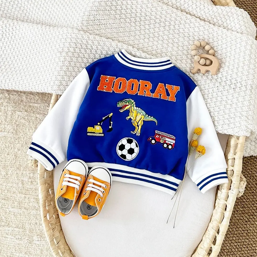 Baby Jacket 0-3Y Fall Baby Boy Baseball Jacket Thick Clothes Kids Children Winter Coat Warm Girls Cartoon Rainbow Dinosaur Sport Outwear