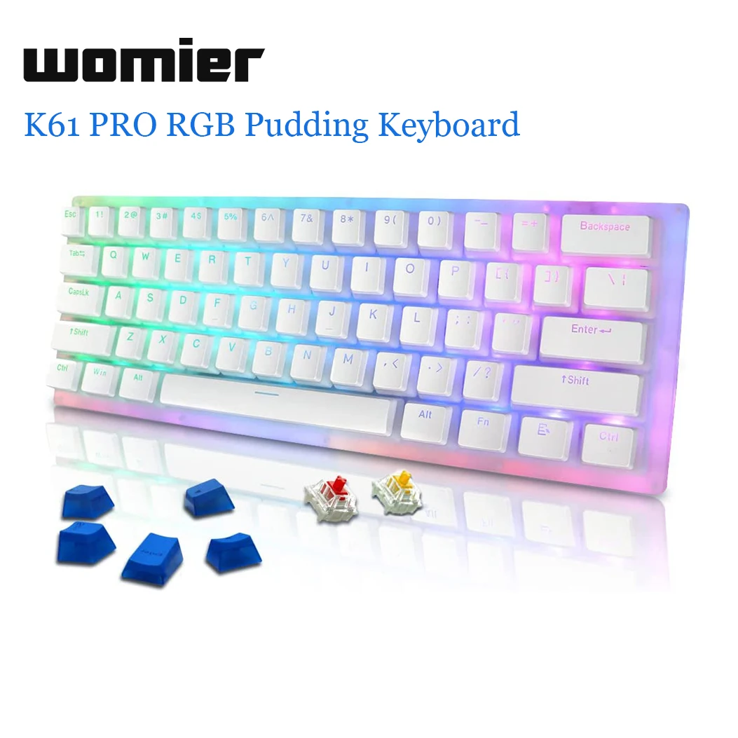 

Механическая клавиатура Womier K61 PRO с RGB-подсветкой, переключатель Gateron, клавиатура PBT, пудинговая клавиатура, Игровая клавиатура, популярная, раскладка 60%