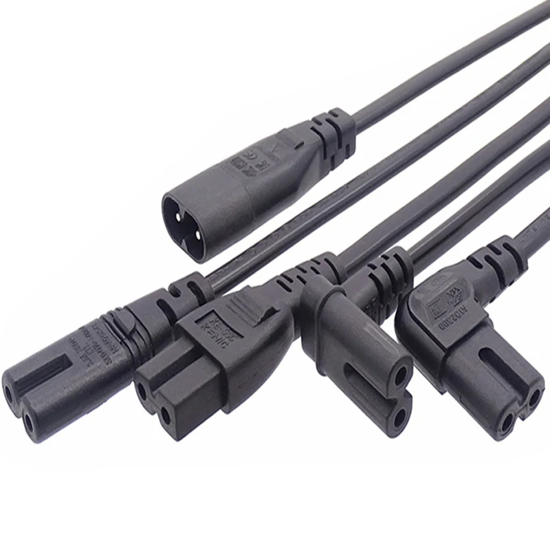 Black2ProngC7toC8ExtensionCablePowerSupplyCordFigure8Elbow