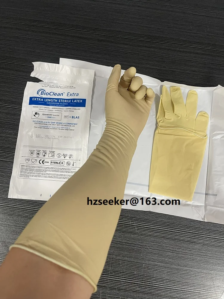Ansell BioClean Extra BLAS (1 pair) Sterile Disposable Latex Cleanroom Glove Textured Fingers and Palm Length 400mm or 16-inch