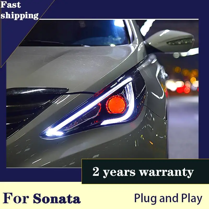 

For Hyundai sonata headlight For sonata 8th 2011-2015 Angel eyes xenon HID KIT Fog lights LED Daytime Running Lights car lights