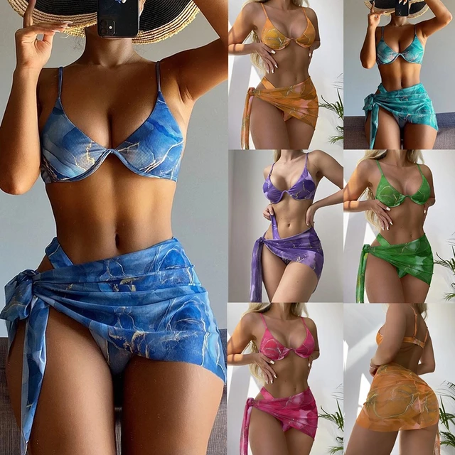 Women Bra Micro Bikini Sets Printed Croped Swimwear Swimsuit Bathing