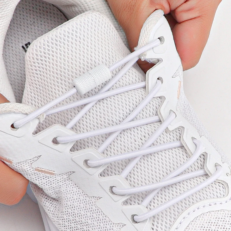 

1Pair Round Elastic Laces Sneakers Metal Capsules Lock Shoes Accessories Kids Adult Quick Shoelace Rubber Bands No Tie Shoelaces