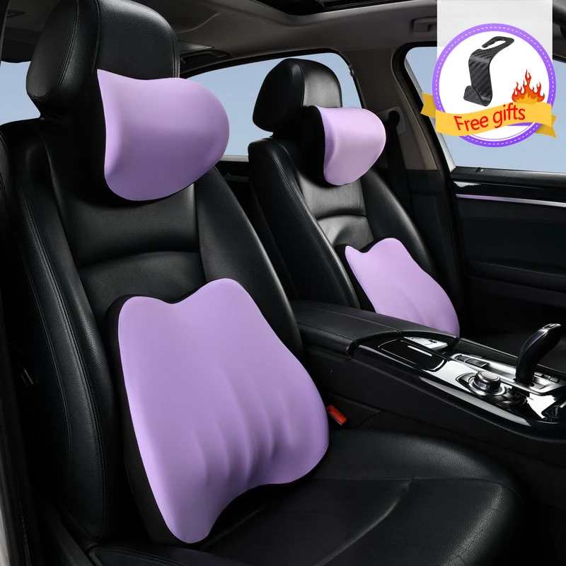 Memory Foam Car Neck Pillow Protective Lumbar Back Support Breathable Car  Headrest Cushion Relieve Stress Car Seat Pillow - AliExpress
