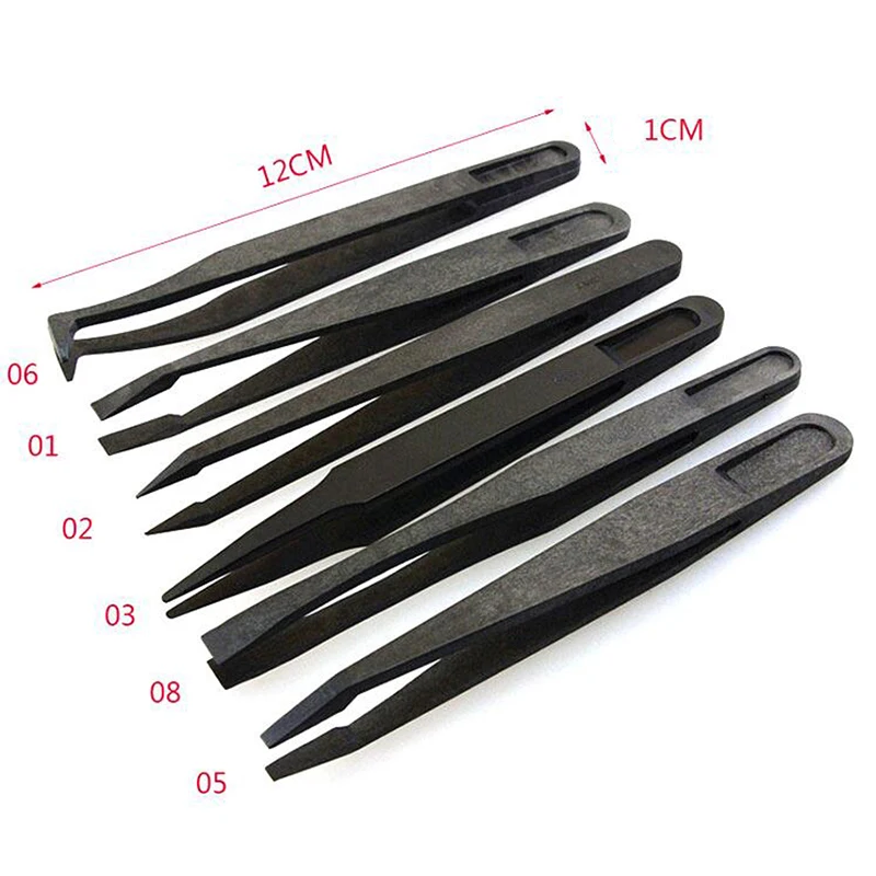 

1PCS Electronic Tweezers Anti-Static Anti Magnetic Carbon Fiber Precision Tweezers For Electronics Laboratory Hand Tools Plastic