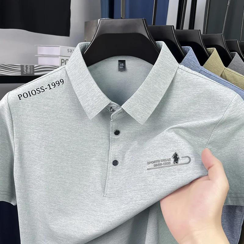 Camicia POLO casual da uomo classica Stampa estiva Risvolto Elasticità T-shirt a maniche corte Moda Business T-shirt cool Abbigliamento uomo - immagine 4