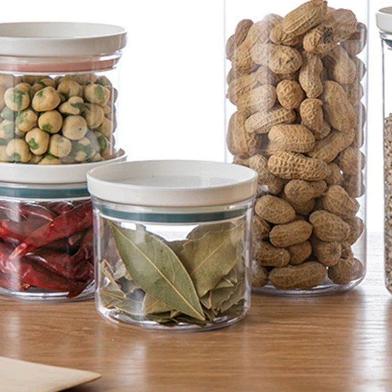 Household Kitchen Grocery Tea High Borosilicate Glass Plastic Lid Sealed Storage Jar 5