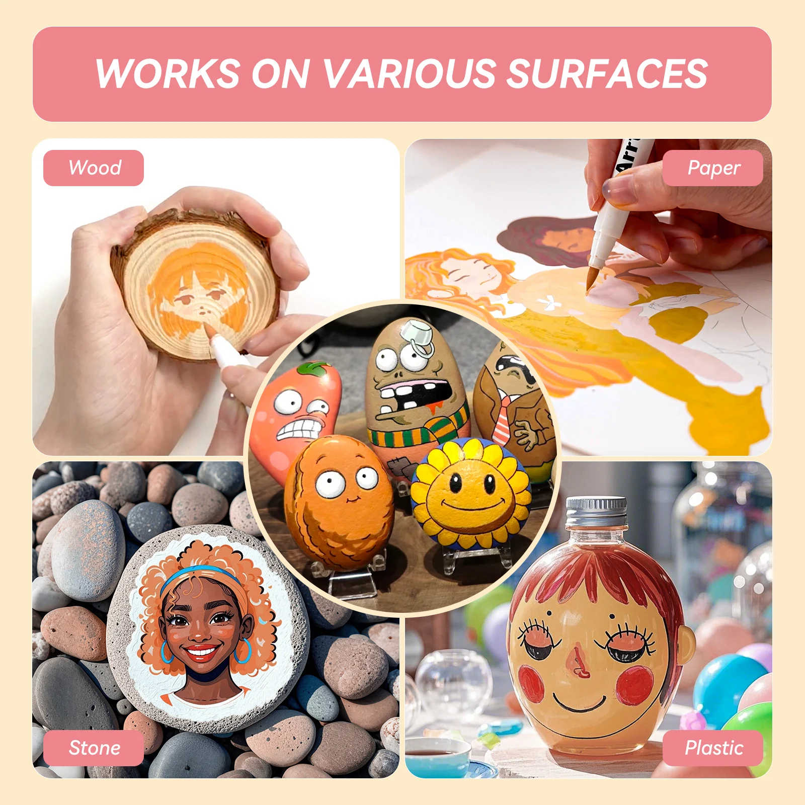 Arrtx 30 Skin Colors Acrylic Marker Paint Pens Brush Tip for Rock Painting Wood Canvas DIY Crafts Making marker pens,color marker pens,paint marker pen,marker pen,acrylic paint markers,art marker pens,art markers,paint marker pens