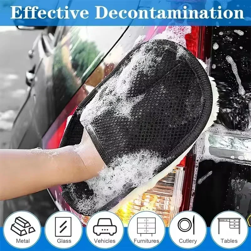 Plush Wool Car Washing Mitt - Ultra-Soft Cleaning Glove