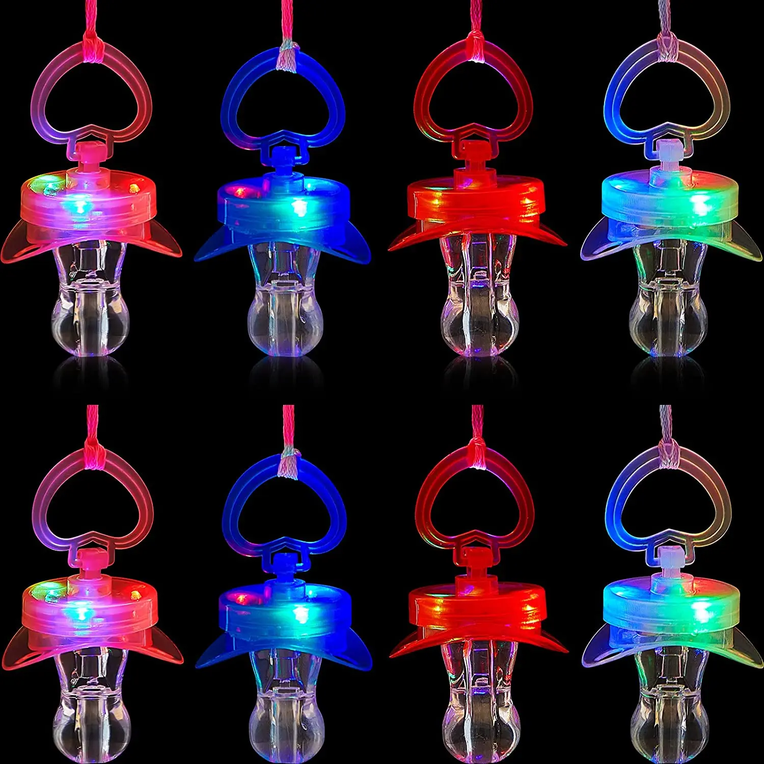 LED Light Up Pacifier Glowing Flashing Pacifier Whistle Luminous Pacifier Toy Necklace Glow In