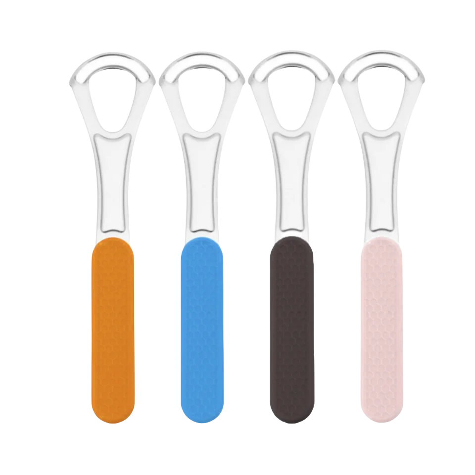 

Pack of 2 Stainless Steel 420 Double Tongue Scrapers Mouth Cleaner Silicone Handle Dental Oral Care Cleaning Brush