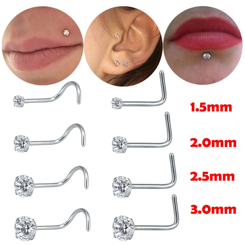 Spiral Nose Piercing | Nose Hook Piercing | Nose Studs Hooks | Spiral Bar  Pin | Nose Rings - Piercing Jewelry - Aliexpress