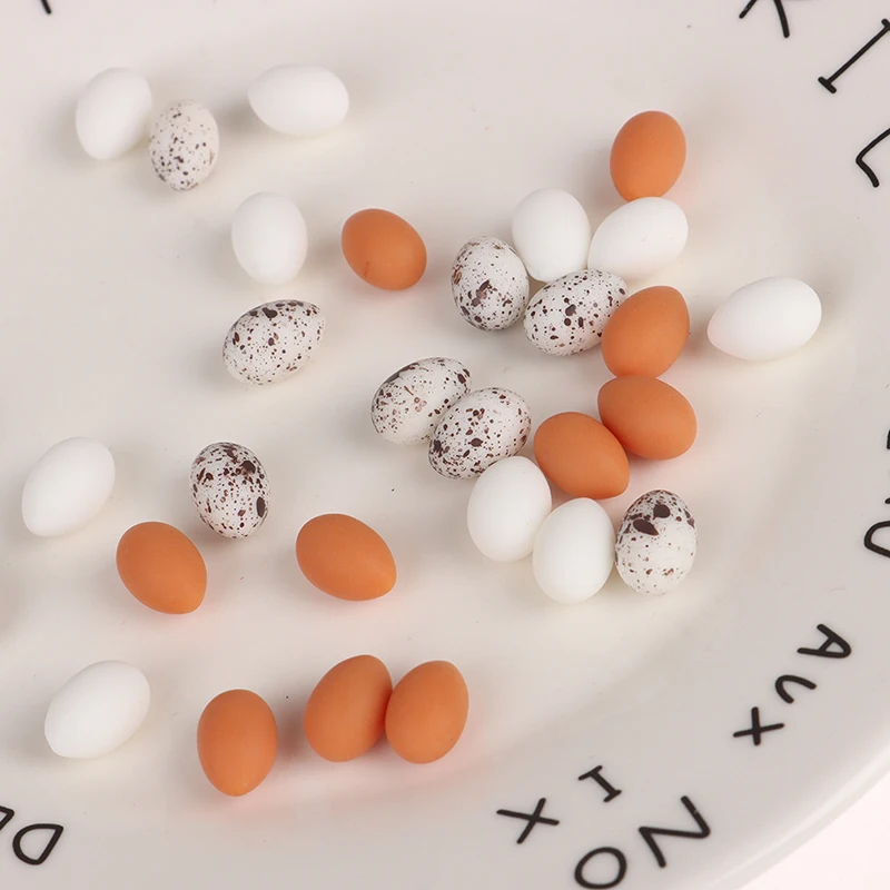 10pcs Dollhouse Miniature Simulation Eggs Food Model Kitchen Accessories For Doll House Decor Kids Pretend Play Toys