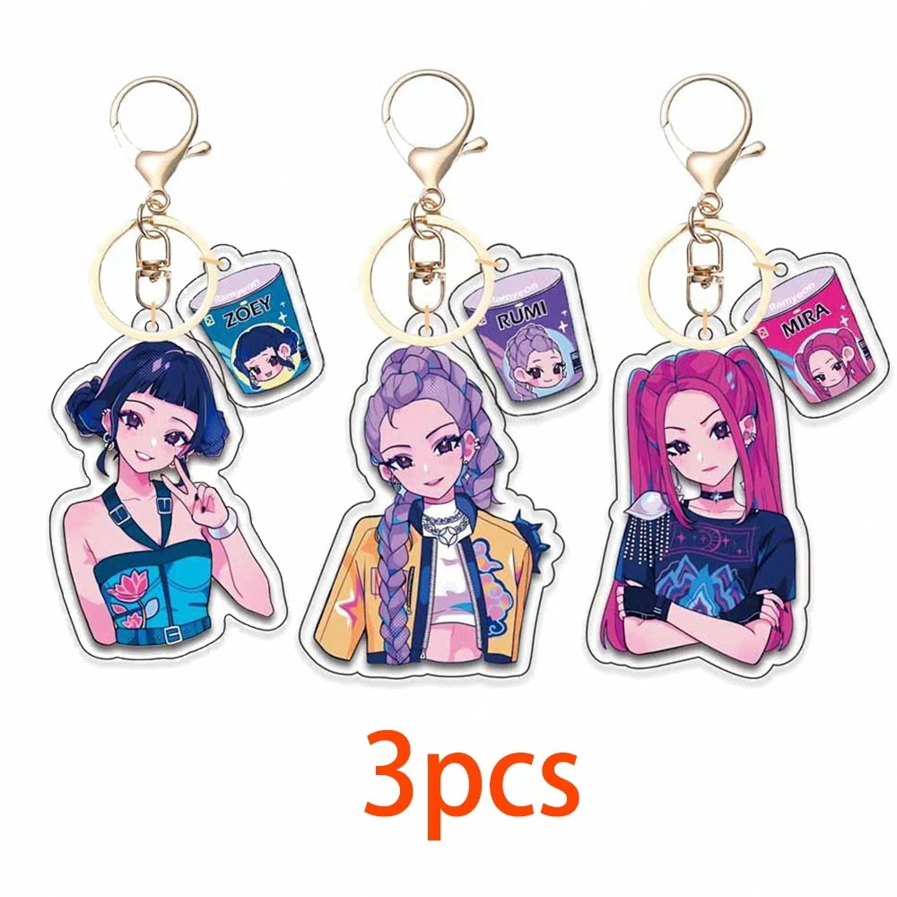 Kpop Demon Team Huntrix Saja Boys Keychains for Accessories Jewelry Rumi Zoey Jinu Mira Sold My Soul Keyrings Fans Gifts