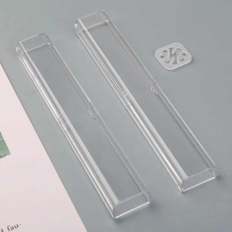 2Pcs 펜 상자 플라스틱 투명 케이스 펜 홀더 선물 크리스탈 펜 포장 상자 편지지 학교 사무실 선물