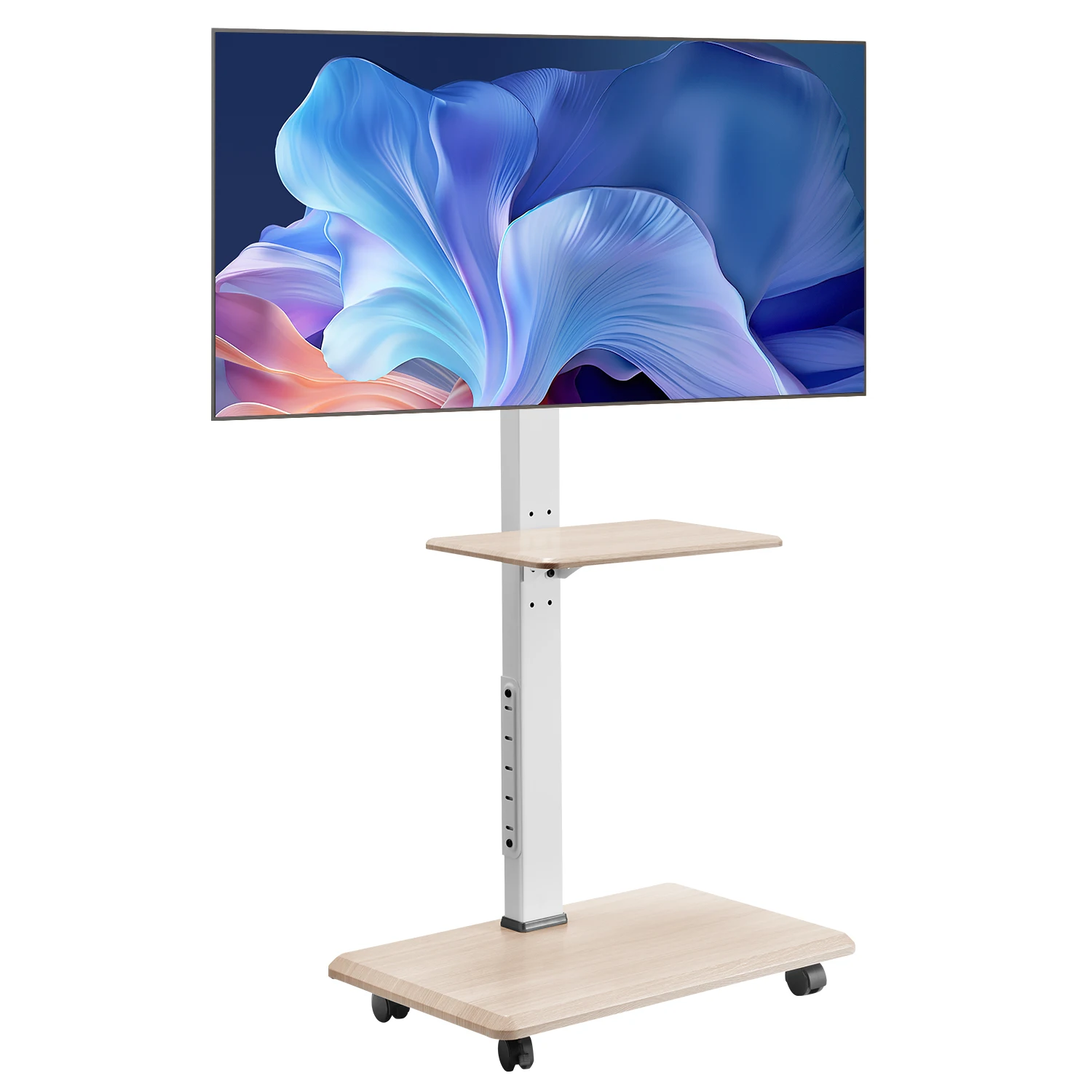 SucceBuy Rolling TV Stand, Mobile TV Cart for 32-70 Inch Screens Height Adjustable TV Mount with Tray for Corner Bedroom Outdoor