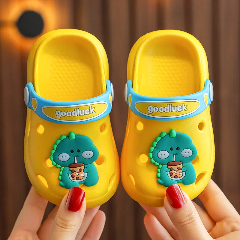 Dinosaur Kids Cute Beach Sandals for Kids Children Clog Garden Shoes for Boys Girls Children Non-Slip Home Washroom Slippers cute mini dinosaur leafless fan usb handheld fashion with lanyard rechargeable silent fan kids home office gift