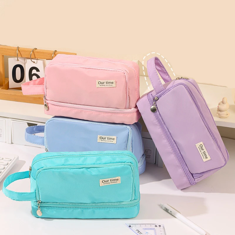 Student Boat-shaped Large-capacity Multi-functional Hand-held Stationery Box Simple Storage Multi-layer Pen Case