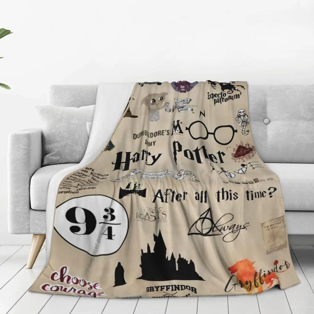 Description Picture 6 of itemHarrys Potters Blanket Warm Funny Plush Bedding Throws For Couch Chair Camping Flannel Bedspread Bed Cover