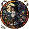 Mysterious Wooden Puzzle painted Black Cat Funny Toy Animal Wood Puzzles Smart Game Round Shaped Jigsaw Puzzle Best Gift For kid 2
