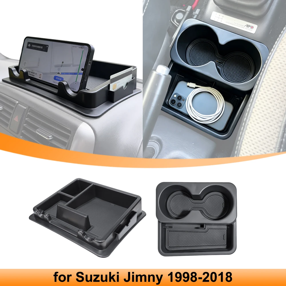 Boîte de rangement pour console centrale de voiture, porte-gobelet, modèle MT pour Suzuki Jimny 1998-2018 JB23 JB43, accessoires de rangement et d'organisation