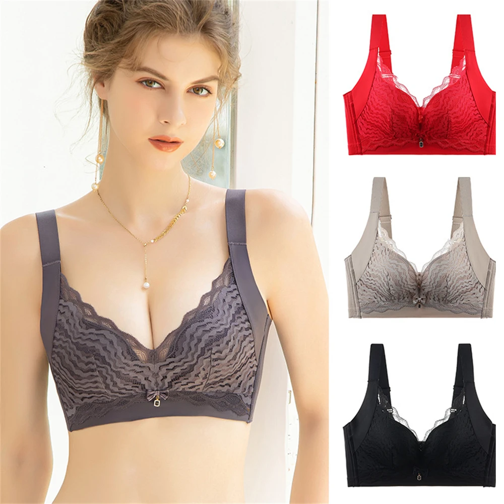 

Ladies Lace Underwear Bra Gathering Seamless Underwear One Piece No Steel Rings Bra Receiving Latex Underwear Push Up Bras