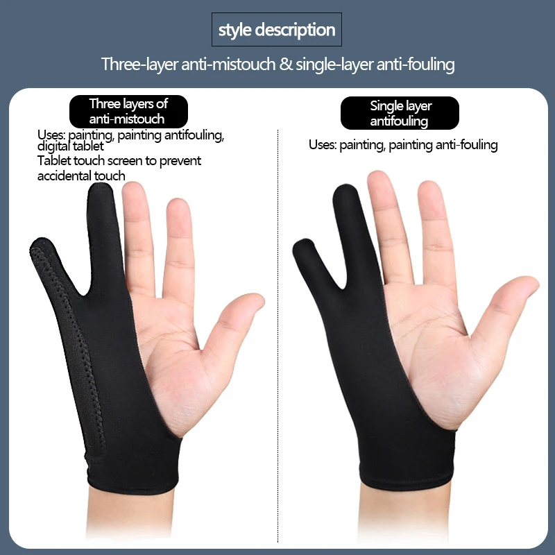 3Layer Palm Rejection Drawing Glove For Graphics Drawing Table 2Finger  Anti-Fouling Both For Right And Left Hand Drawing Gloves - AliExpress