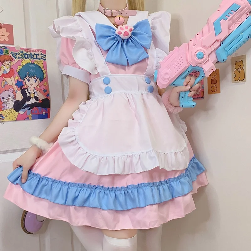 

Plus Size Kawaii Dress Cosplay Costumes School Girl Maid Outfits Victorian Dress Anime Pink Japanese Gothic Lolita Clothing