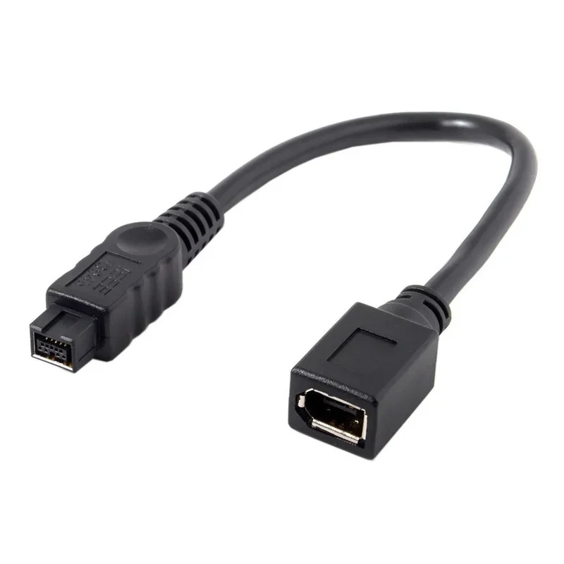 Black IEEE 1394 6Pin Female To 1394b 9Pin Female FireWire 400 To