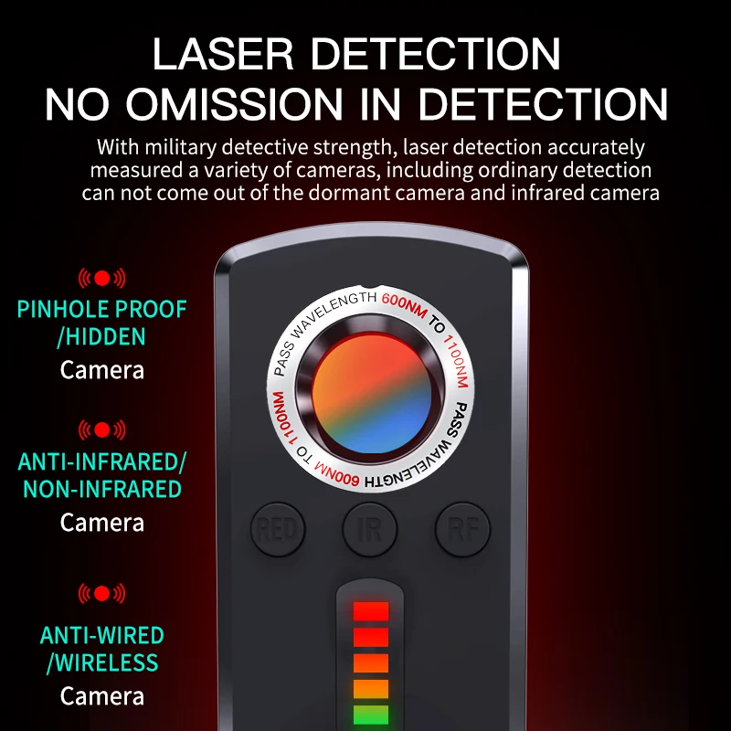 Hidden Camera Detector Infrared Camera Detector Camera Detector Signal Detector Anti Spy Hidden Camera Detector Wireless RF All Signal Bug Car GPS Tracker Infrared Search Security Protection Gadget PK K18 K68