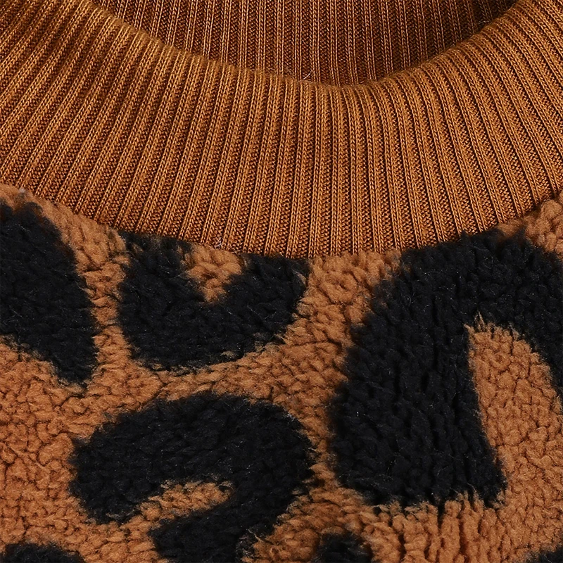 Pet dog clothing dog pullover pet sweater leopard print French bulldog winter warm hoodie