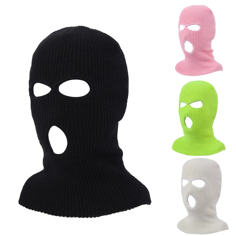 

New Full Face Cover Ski Mask Hat 3 Holes Balaclava Winter Tactical CS Windproof Knit Beanies Bonnet Winter Warm Unisex Caps