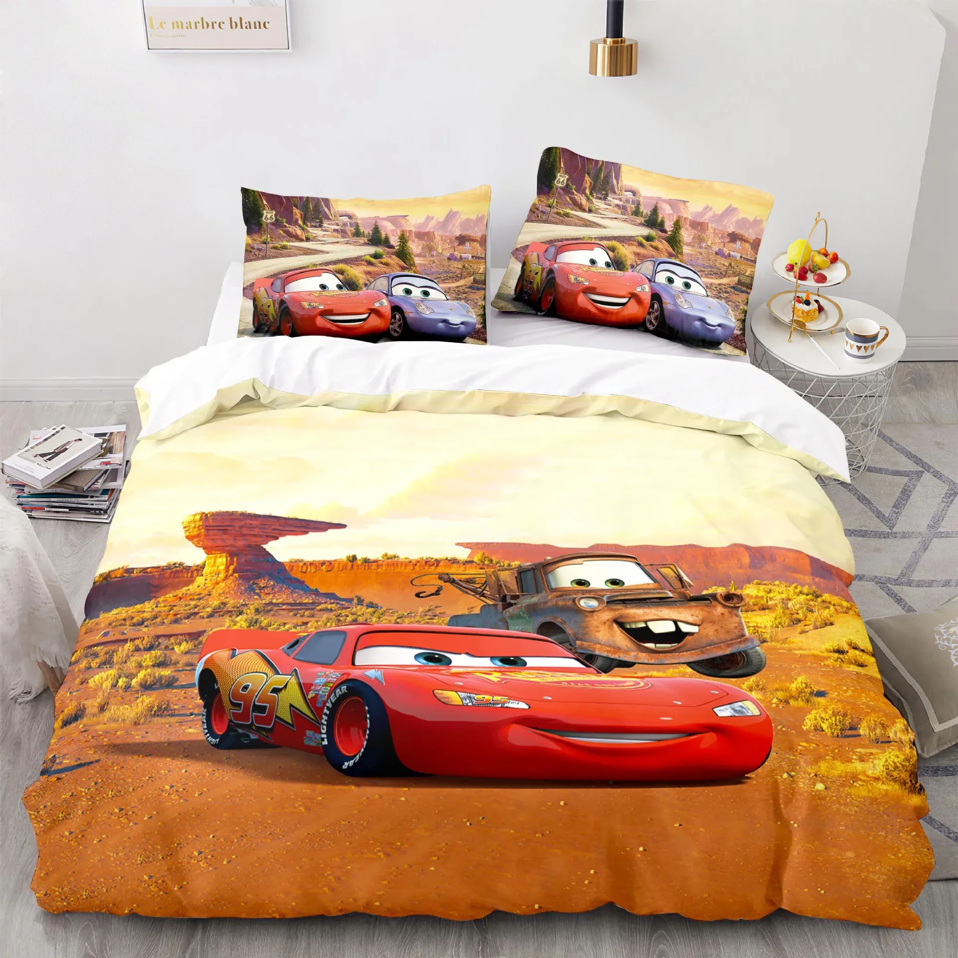 Description Picture 3 of itemCars Lightning McQueen 3D Children's Bedding Set 3-piece Set 1 Quilt Cover 100% Polyester Home Decor Cartoon