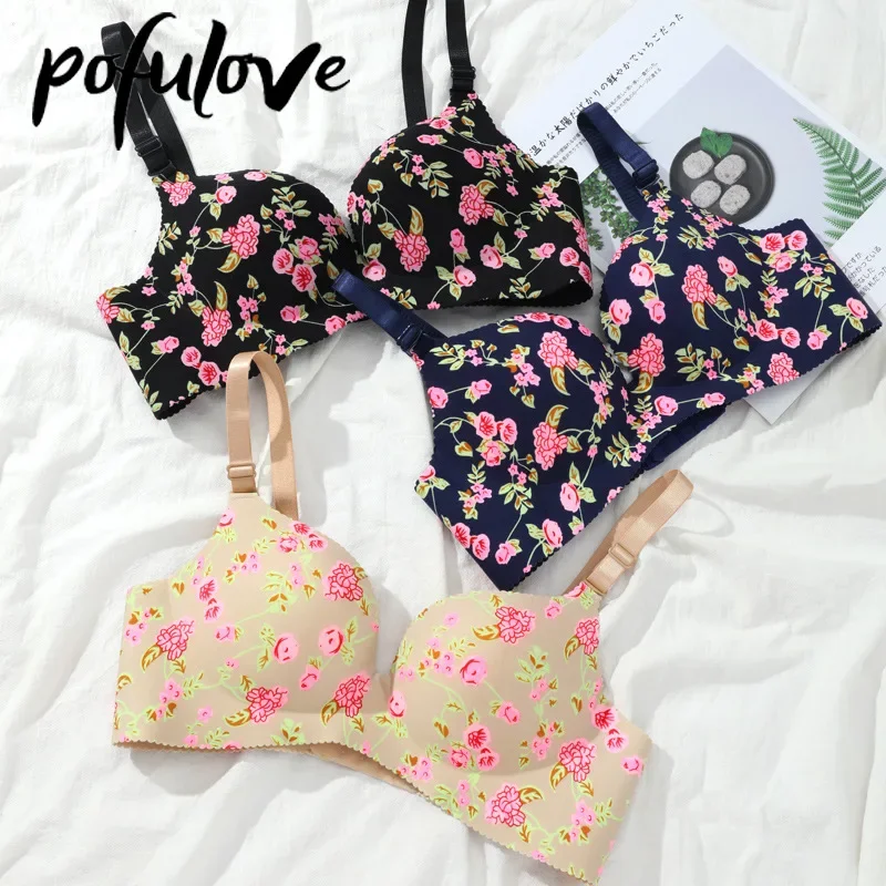 

Teen Girl Bra 32a Kawaii Cute Women Lingerie Floral Bralette Wire Free Bra Flower Brassiere 75 A B Student Girls Underwear