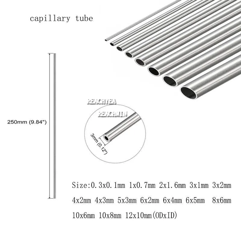 스테인레스 스틸 튜브 길이 250mm 304 스테인레스 스틸 모세관, 10x 8mm/8x 6mm/4x 3mm/6x 4mm/3x 2mm/12x10mm 스테인레스 튜브
