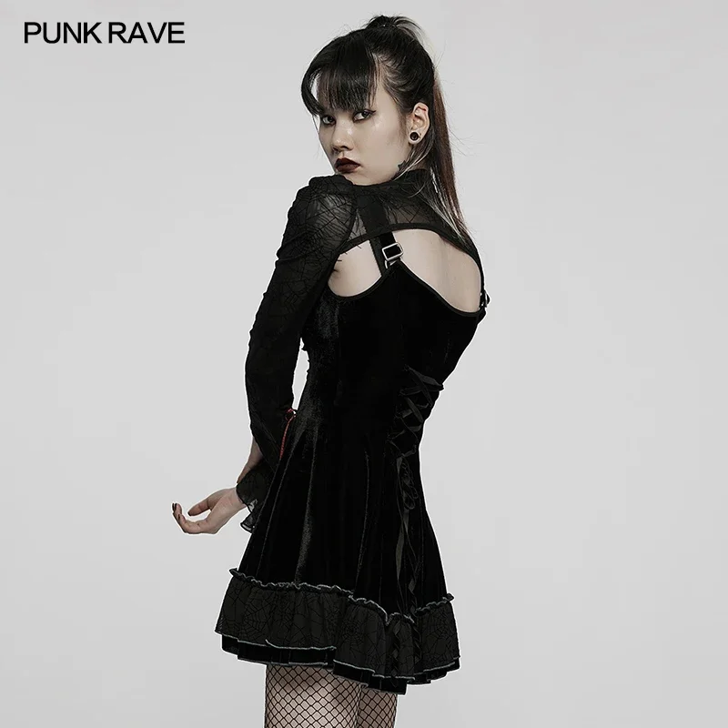 Women's Gothic Spider Web Mesh Splice Dress – Punk Design