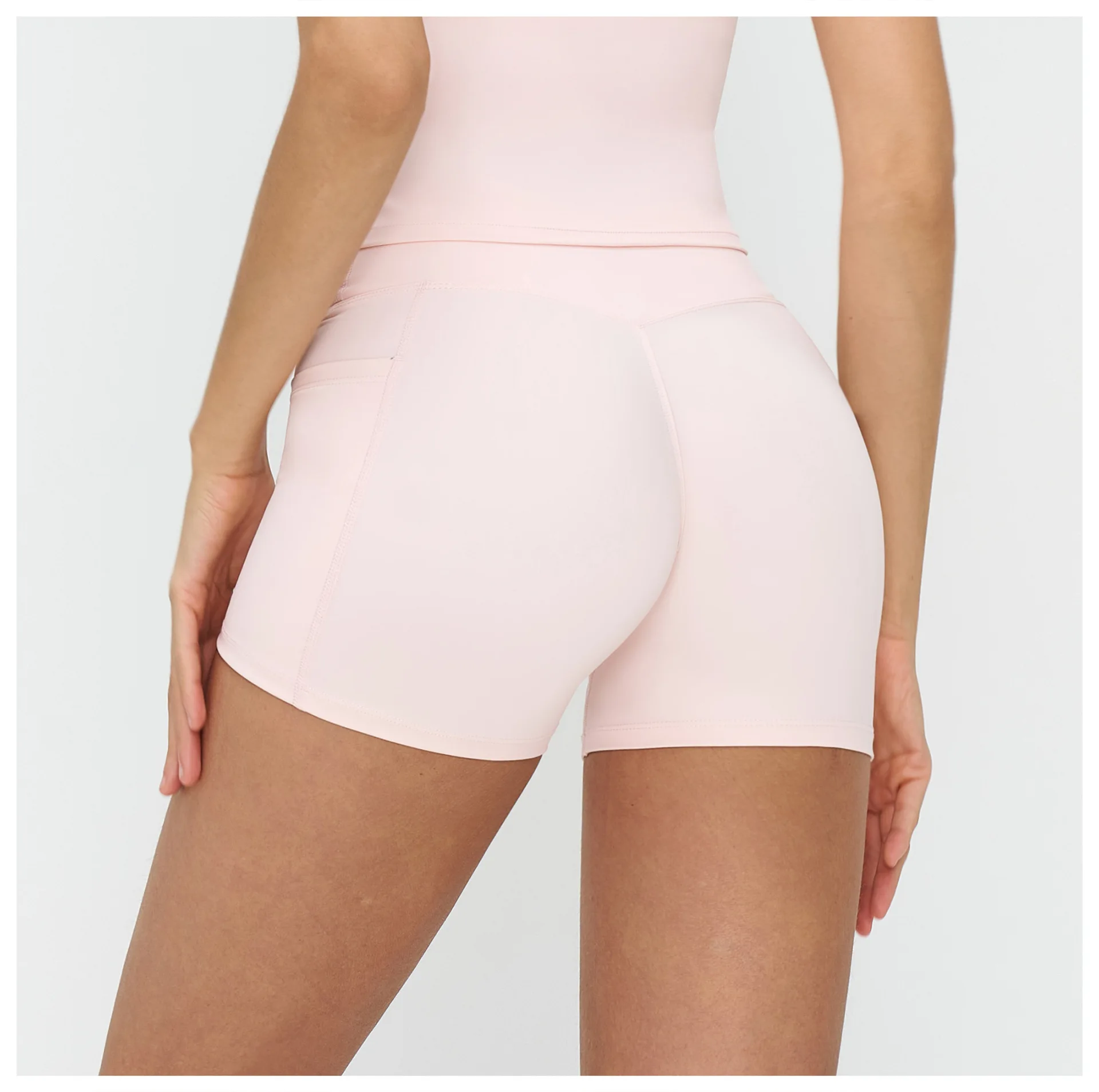 Legging Court Sport Femme Taille Haute avec Poches