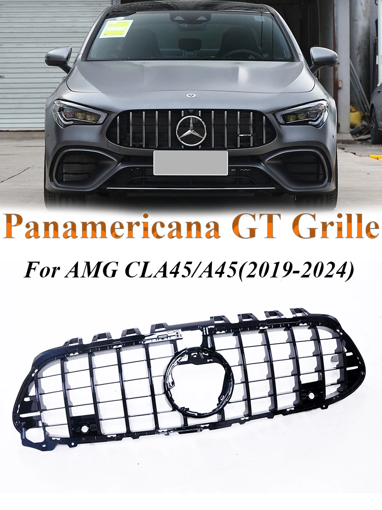 

Front Racing GT Panamericana Vertical Grille Original AMG A45 CLA45 Mercedes Benz Chrome Silver Gloss Matte Black 12 Lines