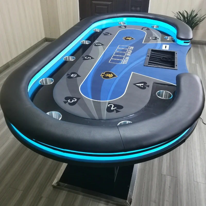 Poker chip table with remote control LED light, desktop cloth pad color