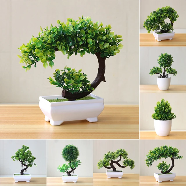 Artificial Plant Bonsai Fade-less Realistic No Watering Fake Straw Plant Table Potted Ornaments for Home Blue Plastic, Size: 25