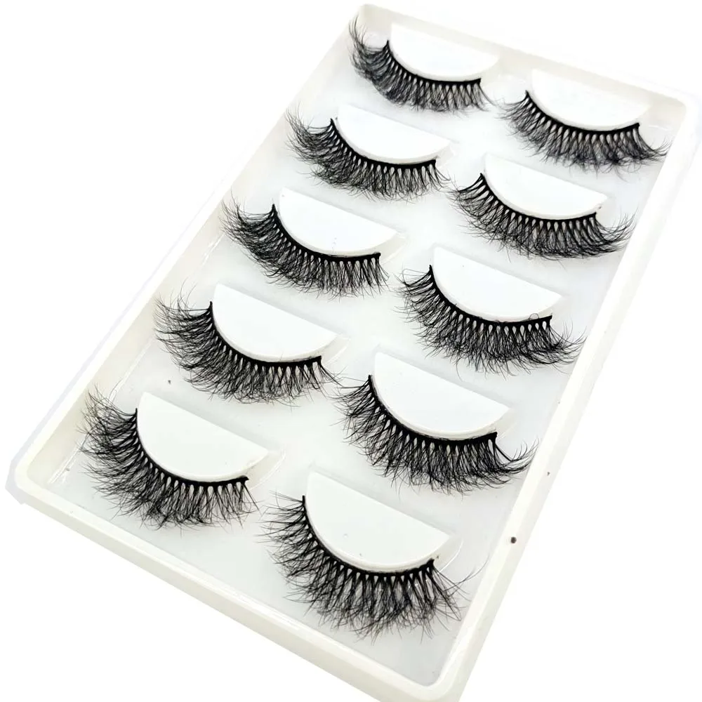 

NEW 5 pairs Handmade 3d mink lashes Bulk short False Eyelashes Cross Messy Dense Natural Long Eye Lashes Makeup Fake Eyelashes