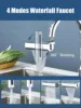 4in1 360° Swivel Spout Waterfall Kitchen Faucet Universal Sprayer Bathroom Basin Water Tap Extender Rainfall Kitchen Sink Mixer 2